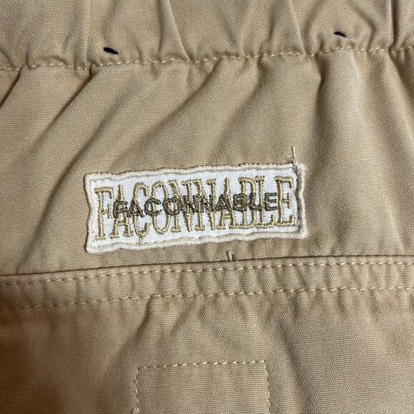 Faconnable cotton tan casual pant Elastic waist with zip closure casual vacation - Picture 9 of 11